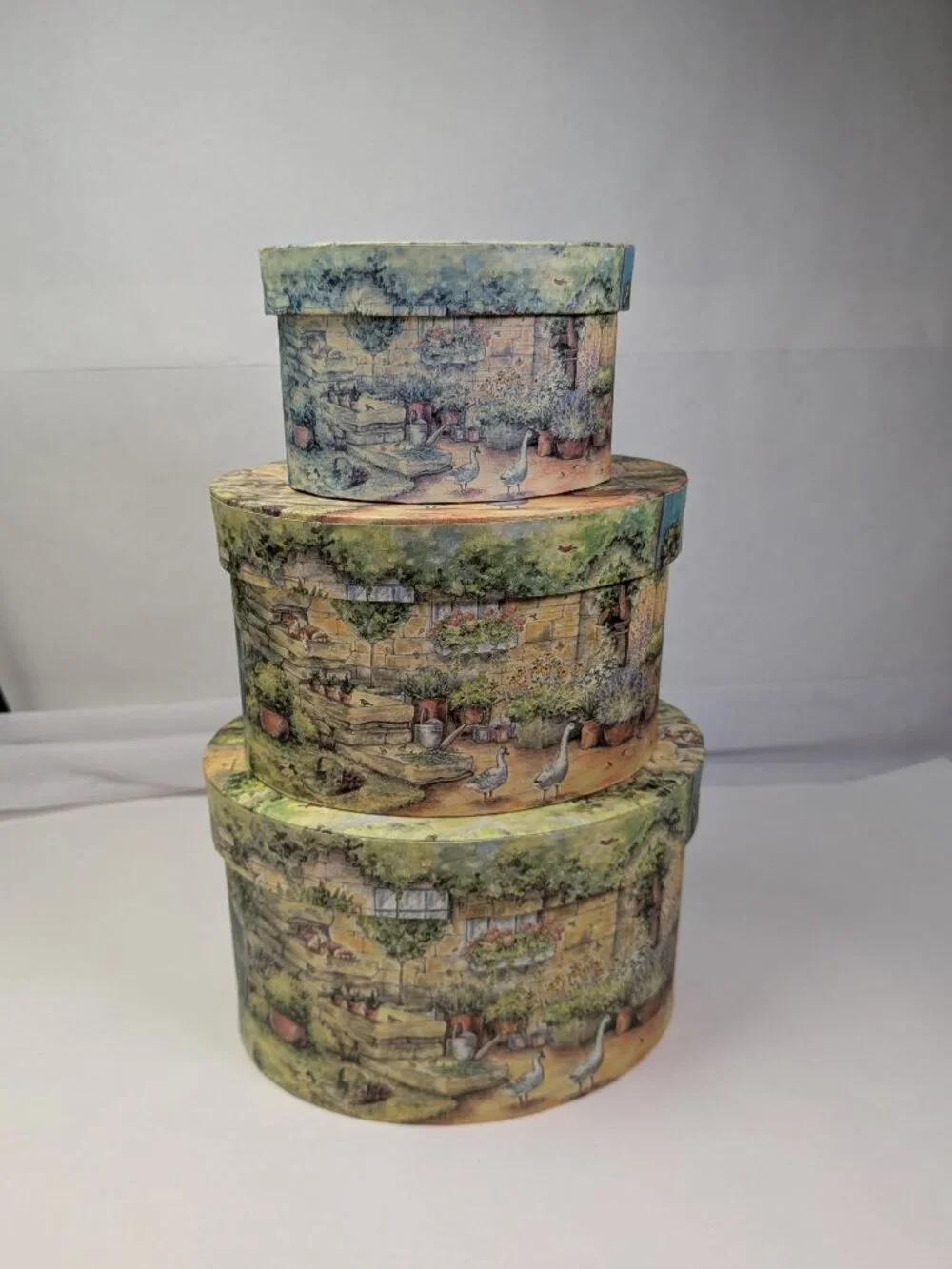 Vintage Bobs Boxes Cottage Garden Nesting Oval Box Set Sherri Buck Baldwin Lang